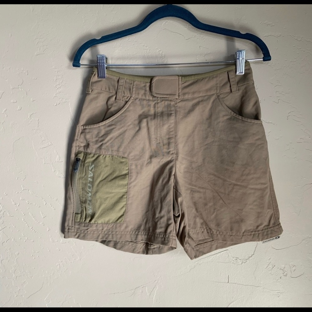Salomon Velcro closure tan hiking shorts